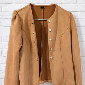 SHEIN Tan Blazer with Decorative Buttons